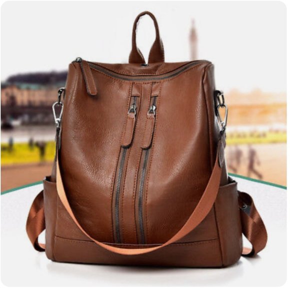 CLOSEOUT SALE! 💕New! Boho Vegan Brown Leather backpack - Picture 4 of 6